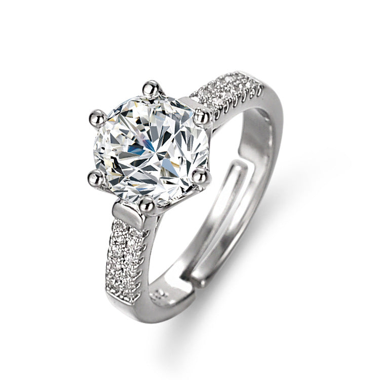 2-Carat Platinum-Plated Ring With Zircon Inlays