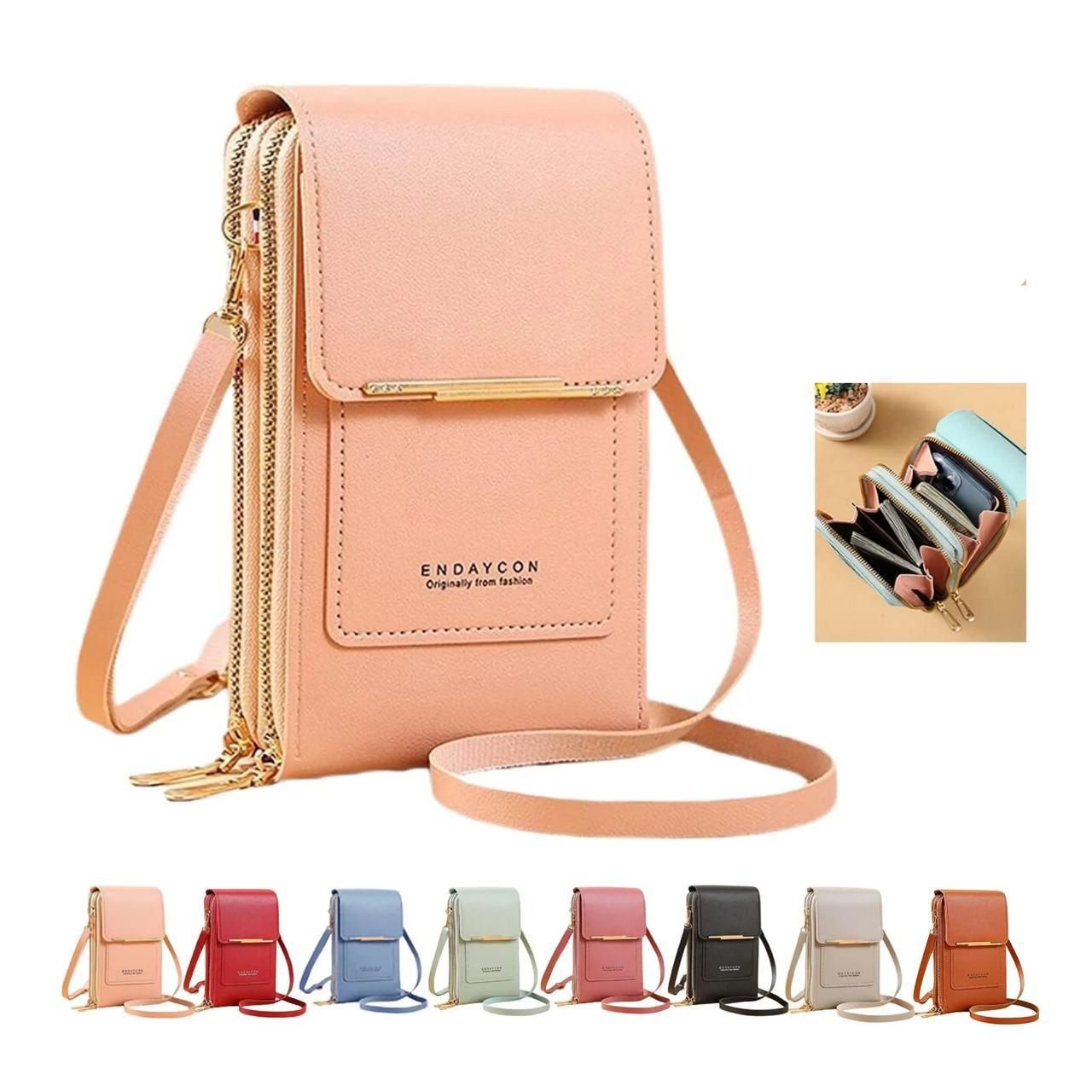 Double Layer Leather Sling Bag For Mobile And Accessories (Women)