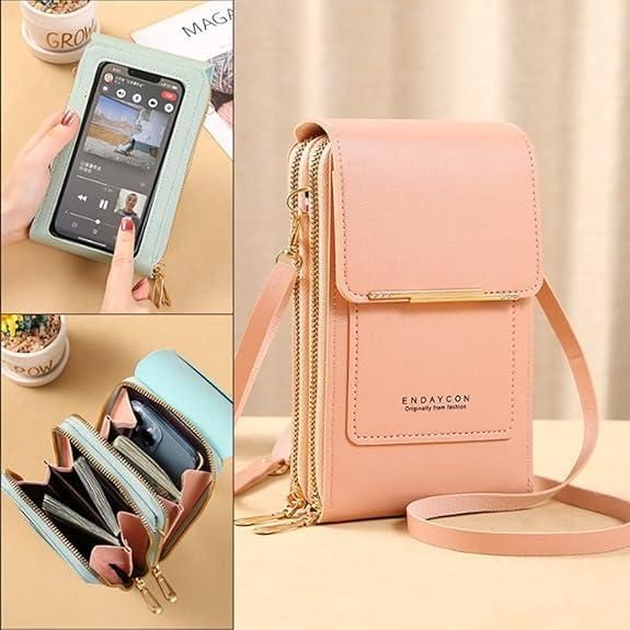 Double Layer Leather Sling Bag For Mobile And Accessories (Women)