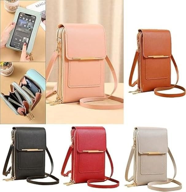 Double Layer Leather Sling Bag For Mobile And Accessories (Women)