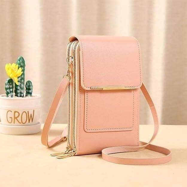 Double Layer Leather Sling Bag For Mobile And Accessories (Women)