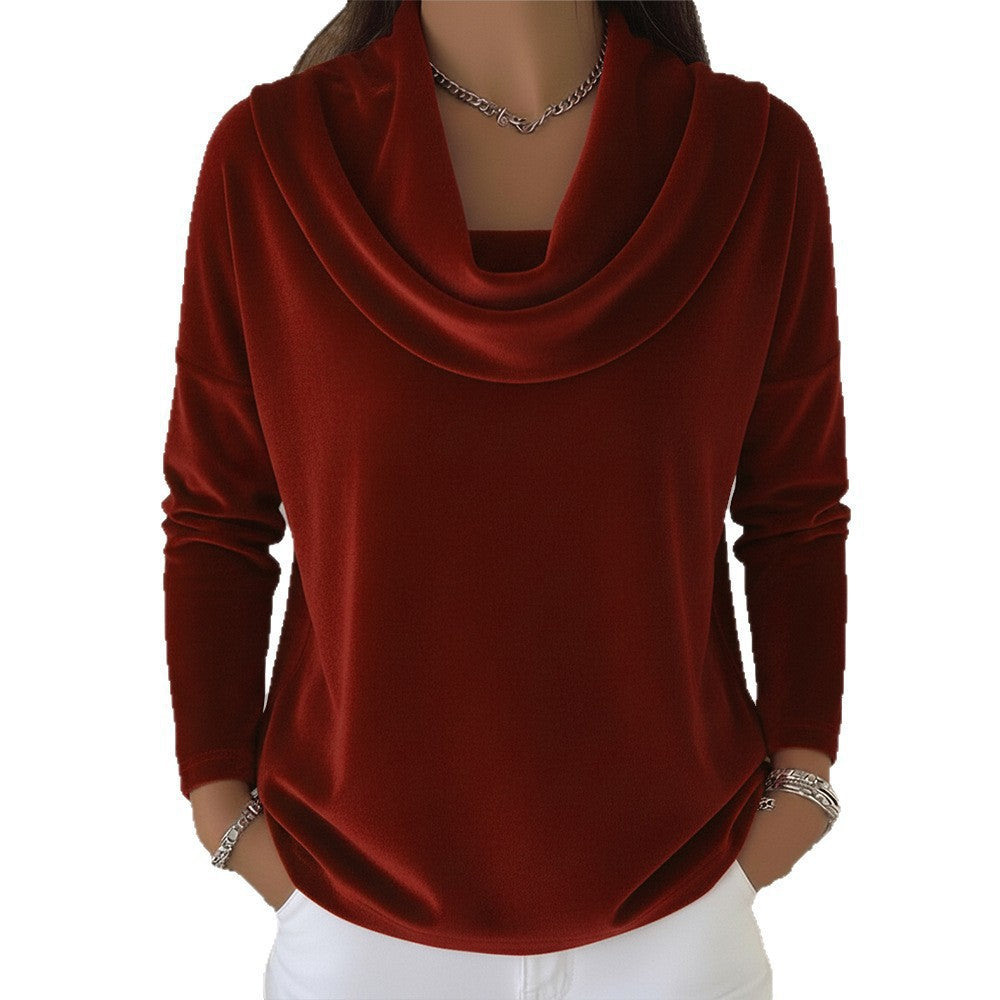 Long sleeve Fashionable Velvet Wide-cut Top